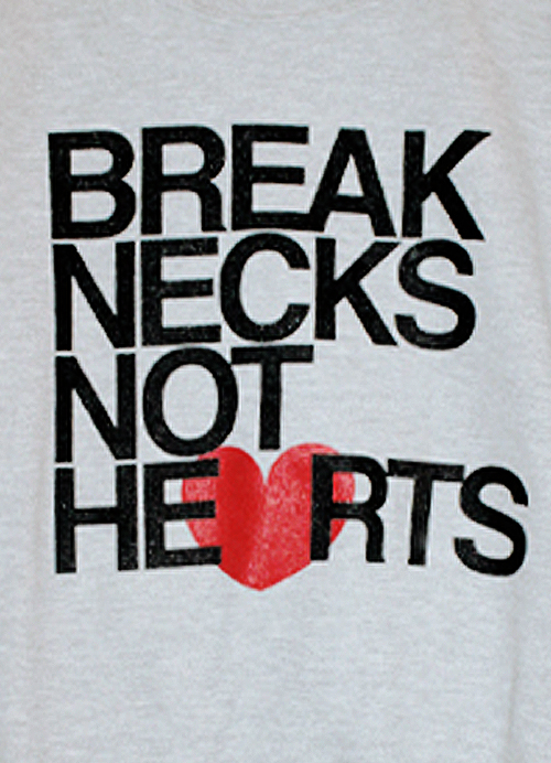 Break Necks Not Hearts Crewneck Sweatshirt in Sports Gray - Click Image to Close